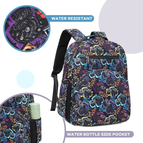 Vista 2 de abshoo Lindas mochilas ligeras para niños de 4 a 8 años de edad (coches negro)