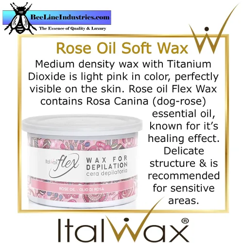 Vista 2 de ItalWax Rose Oil Flex Cera transparente liposoluble cera suave en tiras de cera 14 onzas