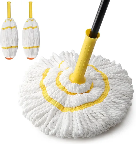 Vista 16 de Trapeadores giratorios autoescurridizos para limpieza de suelos, fregona de microfibra con mango largo de 57 pulgadas, fregona fácil de escurrir