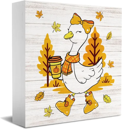 Vista 7 de Divertida decoración de otoño de ganso tonto, decoraciones de otoño para oficina en casa, decoraciones de Acción de Gracias para regalos de cocina