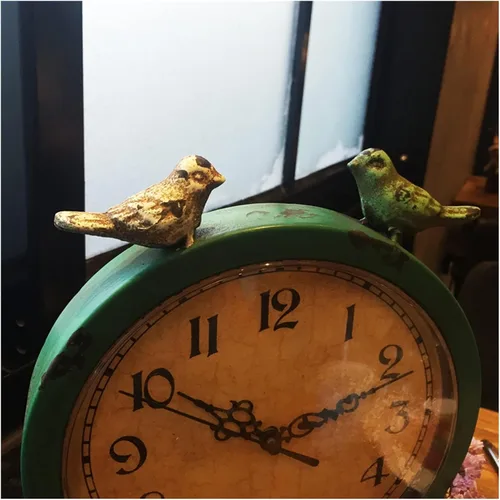 Vista 3 de Reloj de manto para sala de estar, reloj de escritorio retro para el hogar, dormitorio, silencioso, de hierro forjado, reloj de escritorio, reloj