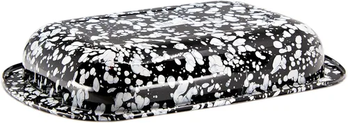 Vista 3 de Golden Rabbit Enamelware - Molde para hornear, 3 cuartos de galón, Black Swirl