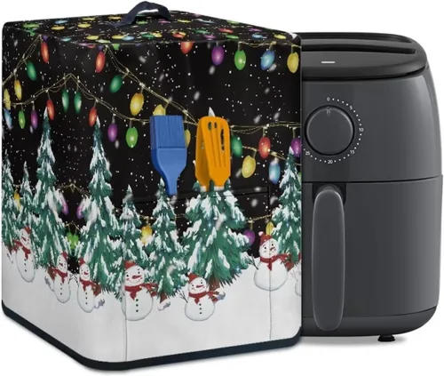 Vista 14 de Gomyblomy Funda para electrodomésticos pequeños con diseño de murciélagos, protector de freidora de aire lavable con tema de Halloween, protector