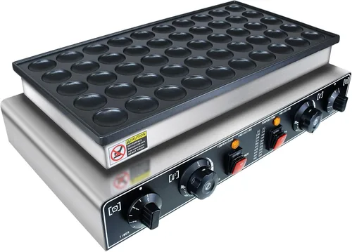 Vista 8 de KOOTEN Mini panqueques holandés, 50 wafleras grandes comerciales, máquina eléctrica para hacer crepas, máquina eléctrica antiadherente redonda con 2