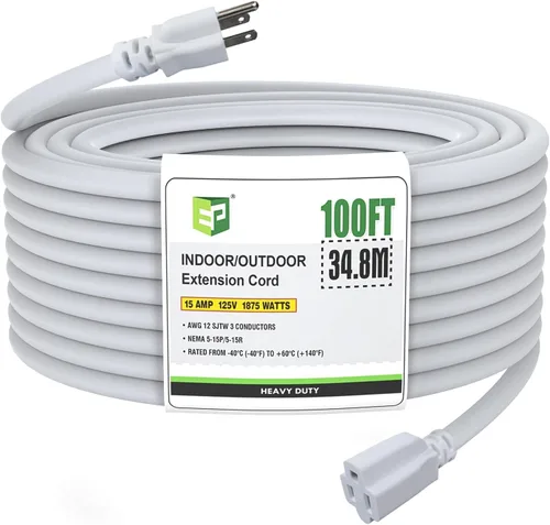 Vista 39 de EP 50 Ft Heavy Duty Outdoor Extension Cord, 12/3 SJTW Black 3-Prong Negro