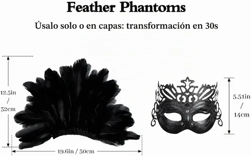 Vista 4 de Tocado de plumas para mujer, máscara de carnaval, tocado de plumas para carnaval, accesorios de fiesta de Mardi Gras