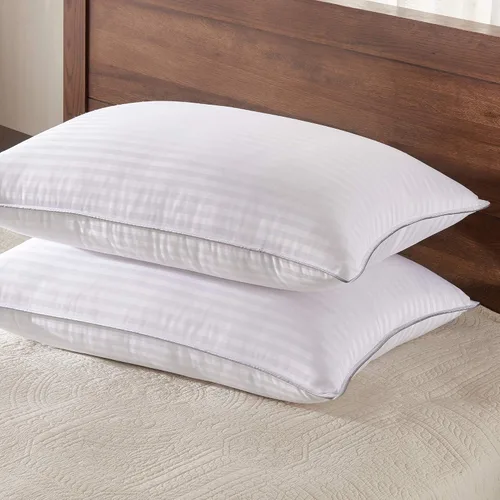 Vista 19 de Basic Beyond Almohadas de cama para dormir, juego de 2 almohadas de tamaño estándar, almohadas alternativas de plumón de lujo, color negro, 20 x 26