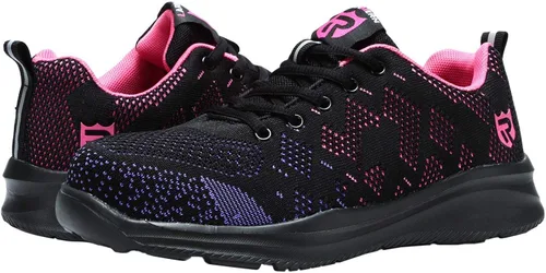 Vista 7 de LARNMERN - Zapatos con punta de acero para hombres y mujeres, ligeros, a prueba de pinchazos y transpirables, tenis