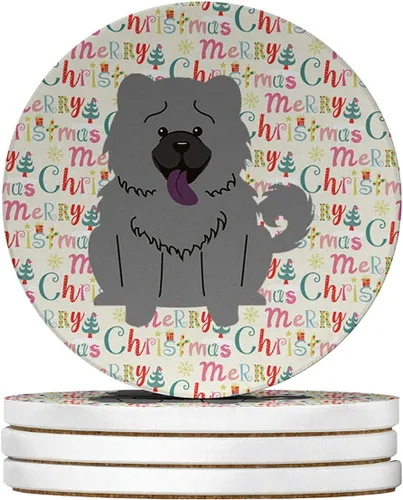 Vista 192 de Abyssinian Sand Terrier Merry Christmas - Posavasos grandes de piedra arenisca (4 unidades)