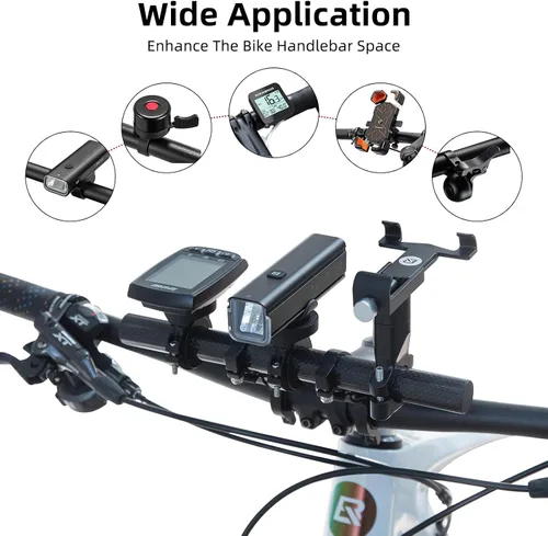 Vista 6 de ROCKBROS Extensor de manillar de bicicleta, soporte doble para manillar de bicicleta, extensión de manillar de bicicleta, ligero y duradero
