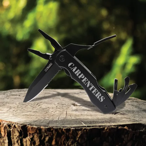Vista 8 de Cuchillo multiherramienta personalizado con nombre grabado en 20 fuentes, cuchillo de alicates multiherramienta 9 en 1 con alicates, juego