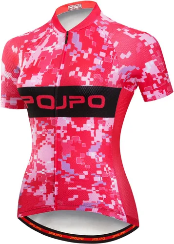 Vista 168 de Camiseta de ciclismo para mujer, manga corta y pantalones cortos de ciclismo acolchados para verano