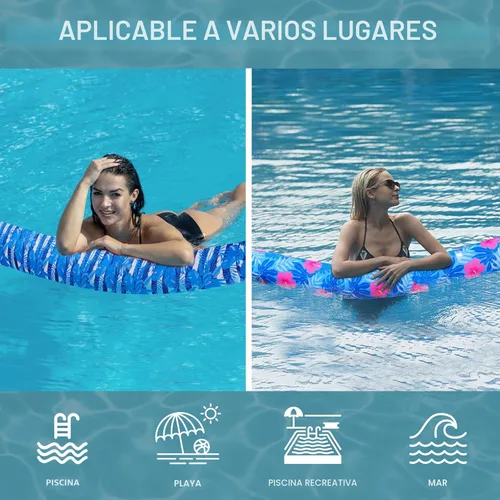 Vista 2 de Fideos inflables para piscina, paquete de 2 de tela suave de secado rápido cubiertos, fideos flotadores grandes para piscina, flotadores premium