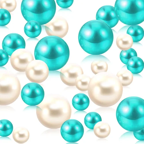 Vista 14 de 200 PIEZAS de Rellenos de Jarrón Verdes, Perlas de Cuentas para Centros de Mesa en Jarrones, Perlas Falsas de 10/14/20 MM sin Agujero para Boda