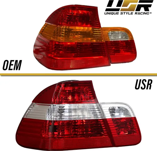 Vista 5 de DEPO 02-05 E46 4D - Juego de lámparas traseras transparentes estilo europeo (izquierda + derecha, interior + exterior) compatible con BMW E46
