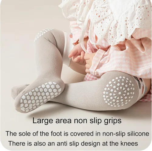 Vista 6 de Calcetines de rodilla antideslizantes para bebés y niños pequeños con agarre, calcetines antideslizantes para recién nacidos, para niños y niñas