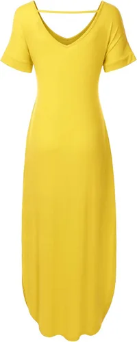 Vista 3 de Vestido largo de manga corta para mujer con bolsillos (XS-XXL)