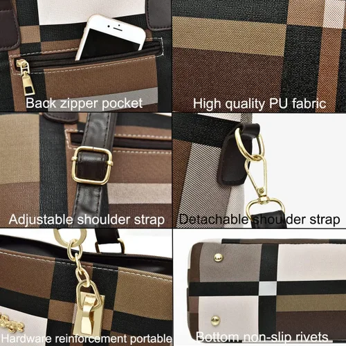 Vista 5 de XingChen 6 bolsas de mano de poliuretano para mujer, bolso de hombro, bolso cruzado, bolso de mano, bolso de mano, bolso de mano con asa superior