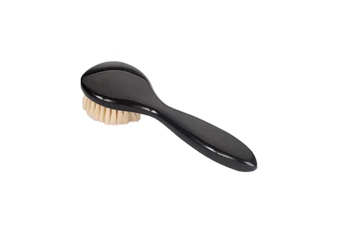 Vista 2 de Hair Doc Estetician Grado Cepillo Facial Cerda Natural Firme Mango Acrílico Alto Pulido Acabado Negro Azabache Modelo 704 - JTB