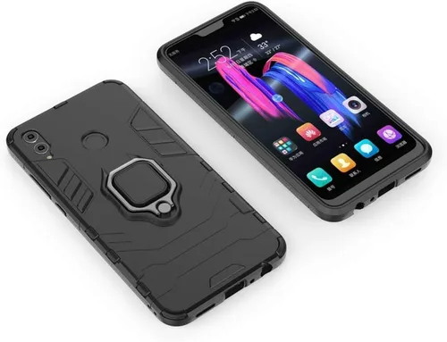 Vista 5 de Funda para teléfono Huawei Honor 8X con protector de pantalla de vidrio templado y soporte magnético para anillo con soporte, accesorios delgados