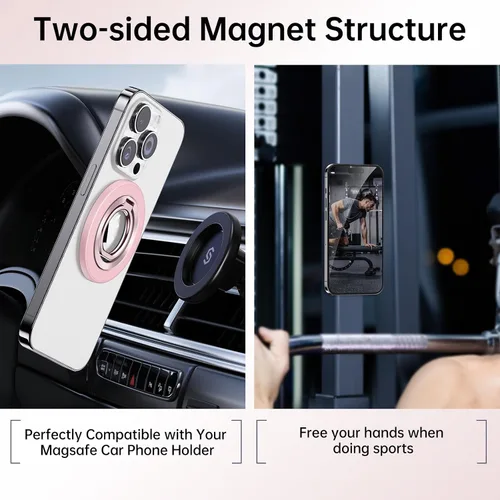 Vista 5 de SYNCWIRE - Soporte magnético con aro para MagSafe, rotación de 360 grados, agarre y soporte para teléfono, aro para dedo, doble imán, compatible