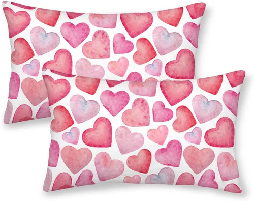 Vista 30 de Fundas de almohada para el Día de San Valentín de 16x16 pulgadas, juego de 2, rosas, corazones de amor, fundas para almohadas de San Valentín
