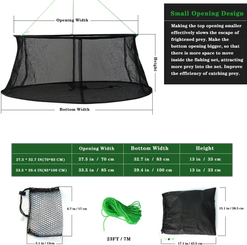 Vista 3 de Drasry Fishing Net Trap for Bait Minnow Shrimp Crayfish Foldable Fish Crawdad Lobsters Cast Net Collapsible