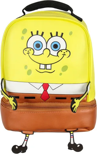 Vista 3 de INTIMO Nickelodeon Bob Esponja Pantalones Cuadrados Cara de Carácter Dual Compartimento Lonchera Bolsa de 9 pulgadas