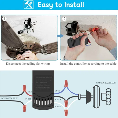Vista 5 de Kit de Reemplazo Universal para Control Remoto de Ventilador de Techo Compatible con Harbor Breeze, Hunter, Hampton Bay, Atenuador de Luz de 3