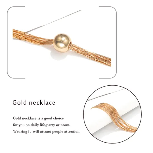 Vista 6 de Sixexey Gargantilla de oro grueso con borlas, collares de esfera, collar de esfera geométrica, joyería para mujer