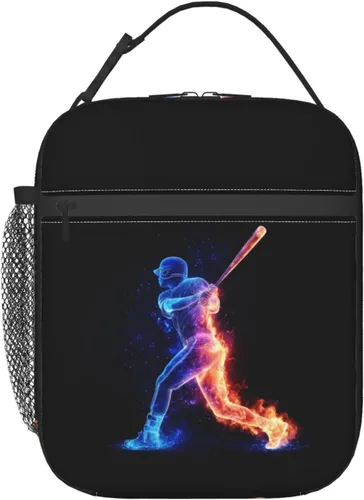 Vista 23 de Miaoquhe Lonchera de béisbol para hombres, bolsa de béisbol con bandera estadounidense para mujeres, bolsa de almuerzo para niños, bolsa de almuerzo
