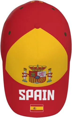 Vista 3 de Gorra de béisbol española con la bandera de España 3D con impresión completa para adultos, unisex, ajustable, gorra patriótica de fútbol, As Pic