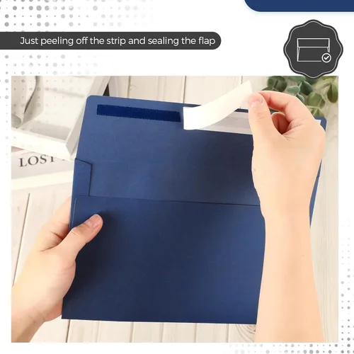 Vista 3 de Harloon 100 sobres de invitación A9, sobres para tarjetas de felicitación, color azul marino