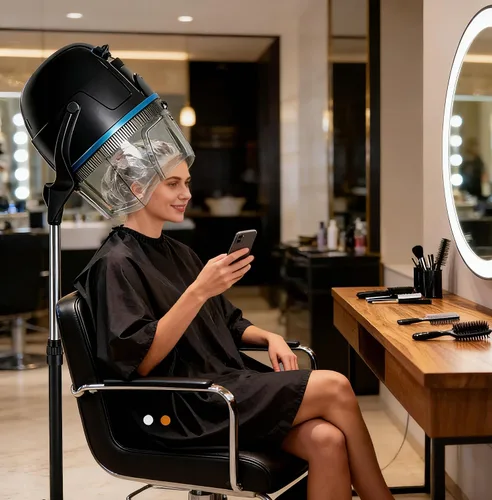 Vista 6 de ZENY Secador de Cabello de Pie de 1300W Ajustable de Piso con Capó con Capucha con Ruedas Rodantes Equipo Profesional de Salón para Belleza y Secado
