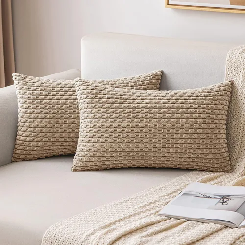 Vista 53 de MIULEE - Juego de 2 fundas decorativas cuadradas para cojines, de pana suave y con estilo campestre bohemio a rayas para decorar hogar, sofá, cama