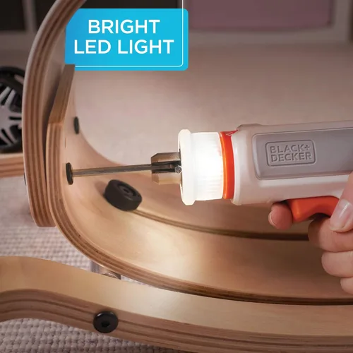 Vista 4 de beyond by BLACK+DECKER - Destornillador inalámbrico de 4 V MAX*, hexagonal, en forma de L, puntas surtidas de 2 pulgadas (BCRTA601WAPB), color blanco