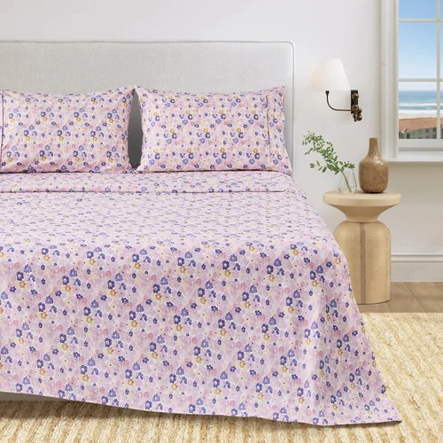 Vista 14 de Great Bay Home - Sábanas de microfibra, estampado costero, sin arrugas, bolsillo profundo, tema de playa, colección Newport (Queen, concha marina)