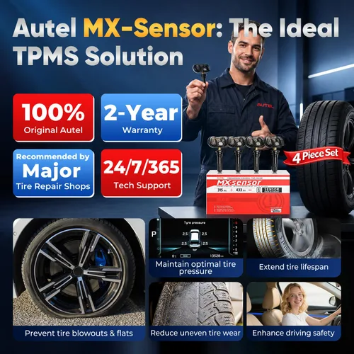 Vista 9 de Autel TPMS - Juego de 4 sensores MX-Sensor 2 en 1 315 MHz+433 MHz