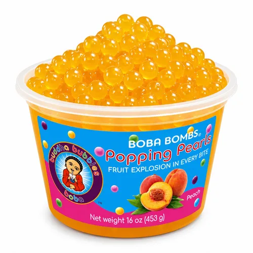 Vista 21 de Buddha Bubbles Boba - Perlas de Boba para reventar/estallar de primera calidad/Bombas de Boba / cobertura de postre (perlas de arándano)
