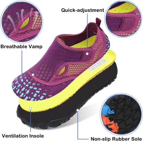 Vista 4 de Scurtain Unisex Mens Womens Athletic Hiking Water Shoes Quick Dry Barefoot Aqua Shoes Swim Shoes Beach Shoes with Drainage