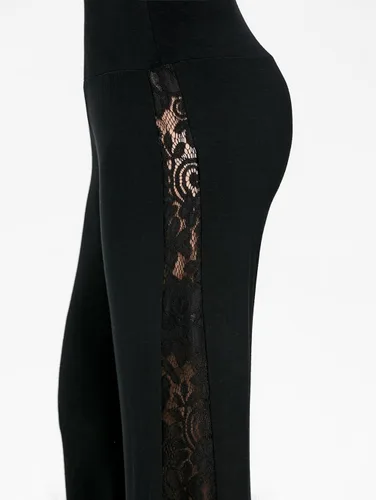 Vista 4 de Pantalones acampanados de yoga para mujer, pantalones elásticos de teñido anudado, cintura alta, talla grande, pantalones palazzo largos y anchos