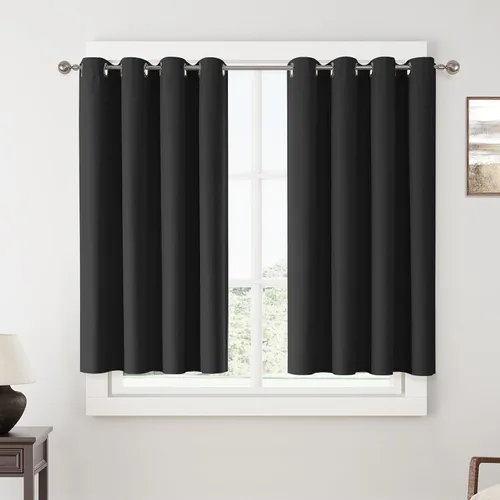 Vista 25 de ChrisDowa Cortinas 100% Opacas de Abedul Sólido de 45 Pulgadas de Largo, 2 Paneles para Dormitorio y Sala de Estar, Estilo Granja Oscurecedoras