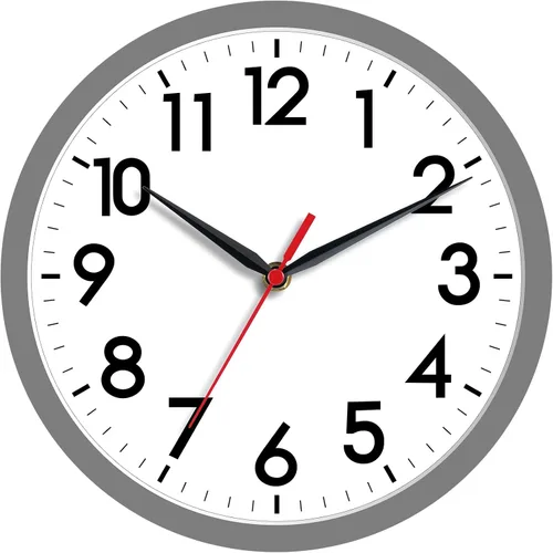Vista 23 de AKCISOT 8 Inch Wall Clock, Silent Battery Operated Analog Clock, Black