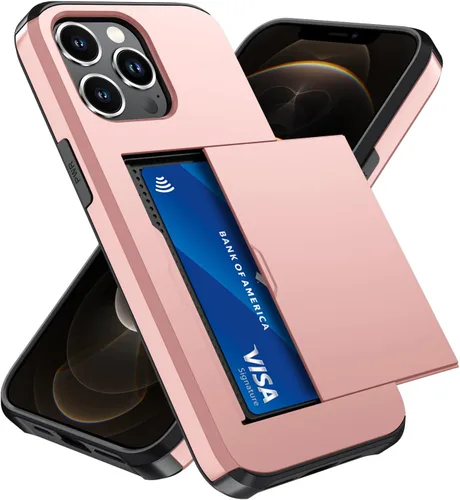 Vista 125 de Qinmay Funda compatible con iPhone 7 Plus/8 Plus con tarjetero, doble capa a prueba de golpes, funda protectora resistente con ranura oculta Negro