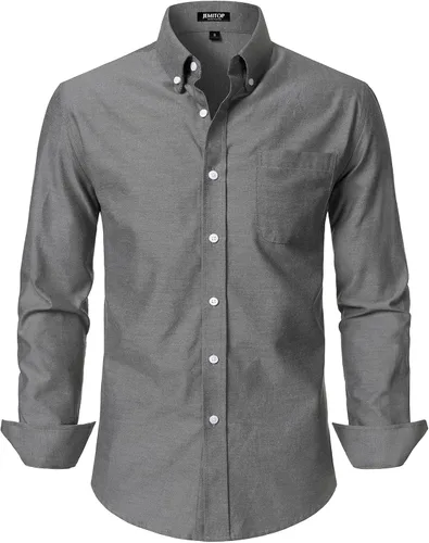 Vista 16 de JEMITOP Camisas de manga larga Oxford ligeras para hombre