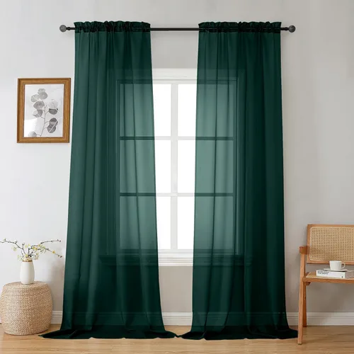 Vista 104 de Gwine Cortinas transparentes negras de 108 pulgadas de largo Negro