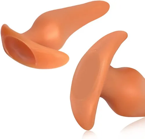 Vista 3 de Masturbador de tapón anal suave, tapón de silicona líquida con base de seguridad, consolador anal dorado, dilador de vagina, expansor anal