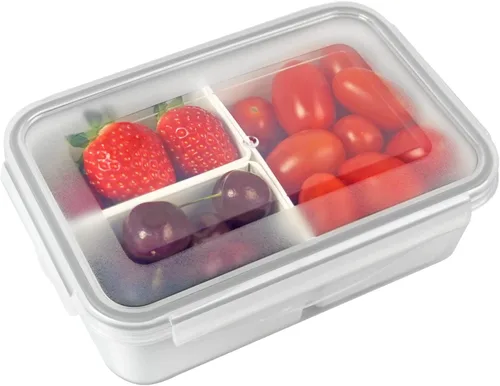 Vista 16 de Recipiente para alimentos con 2 compartimentos, color verde, 2 tazas (16.2 fl oz) Recipientes para aperitivos, compartimentos extraíbles, tapas