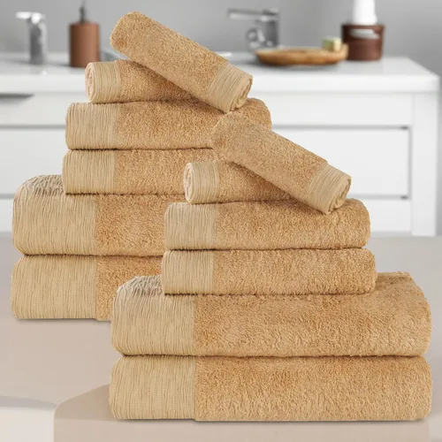 Vista 2 de Superior Rayon - Juego de toallas de 12 piezas de mezcla de bambú, de secado rápido, artículos esenciales para el baño, ducha, spa, toallas