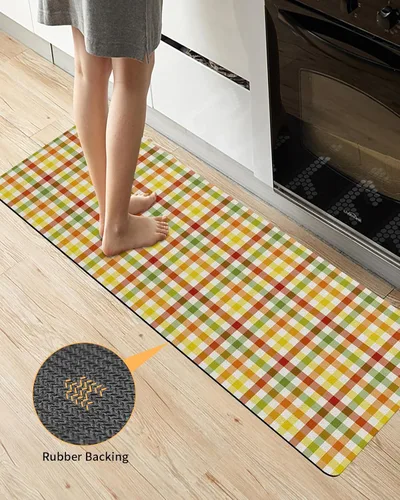Vista 3 de Tapete de baño con diseño a cuadros para bañera, antideslizante, de secado rápido y absorbente, de tierra de diatomeas, para fregadero de cocina